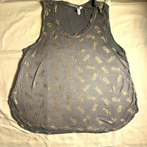 Cable and Gauge | Tank Top | XL | Grey and Gold | Pineapple Motif